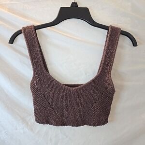 Urban Outfitters Cropped Knit Sweater Tank Brown Size S Y2K 90s Festival